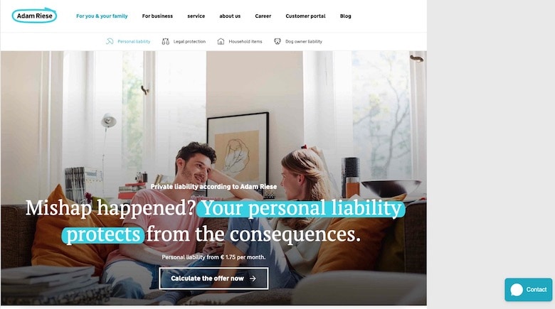 Adam Riese insurance homepage