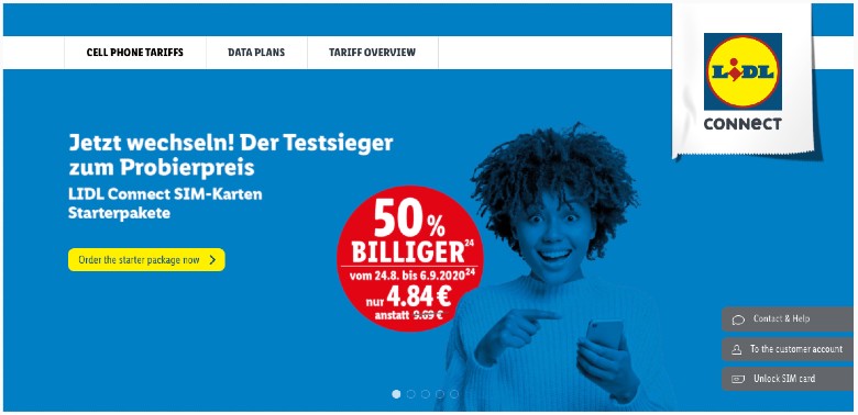 Lidl Connect hompage