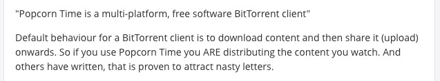 screenshot explaining why using Popcorn Time is illegal in Germany