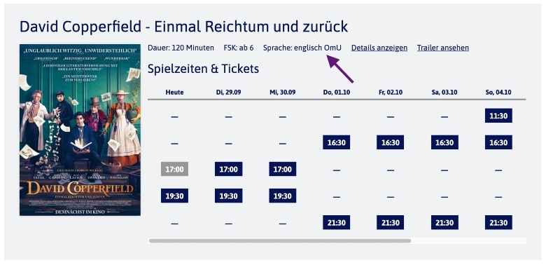 Another example of OmU movie in Germany