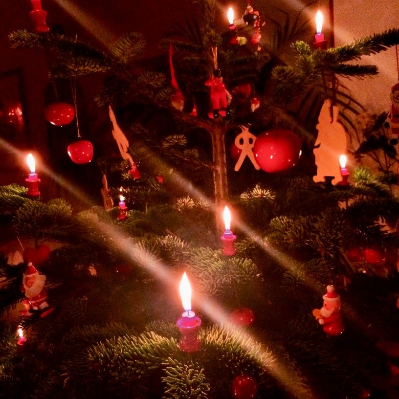 A real German Christmas tree with real candles