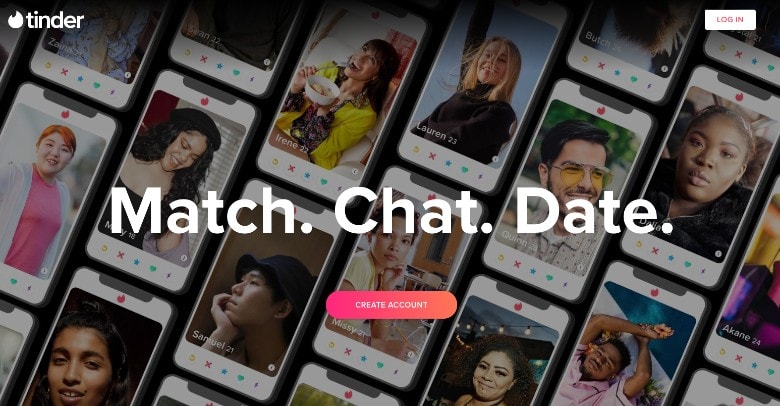 Tinder Dating App Homepage