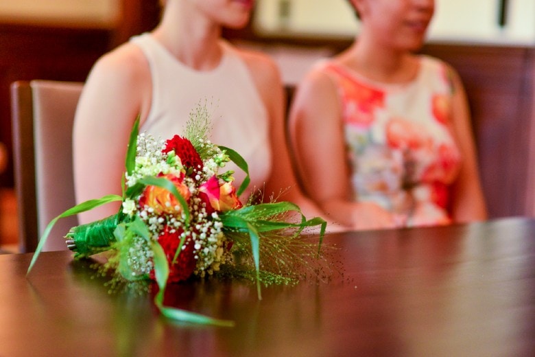 picture of a bridal bouquet in a German wedding