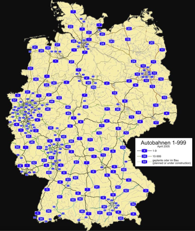 Map of the German Autobahn network