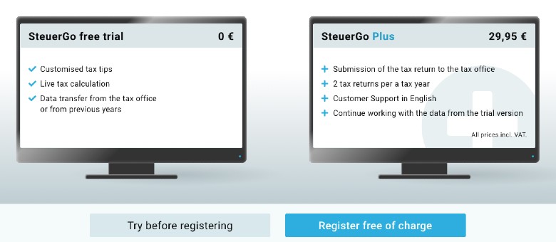 SteuerGo pricing options