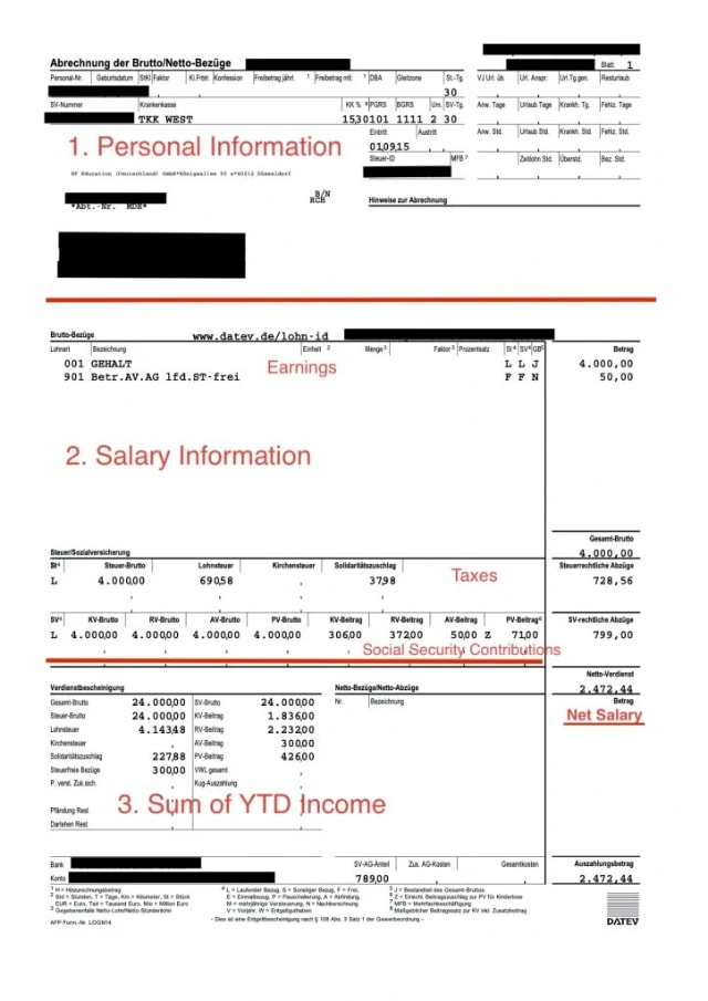 Example of German Payslip