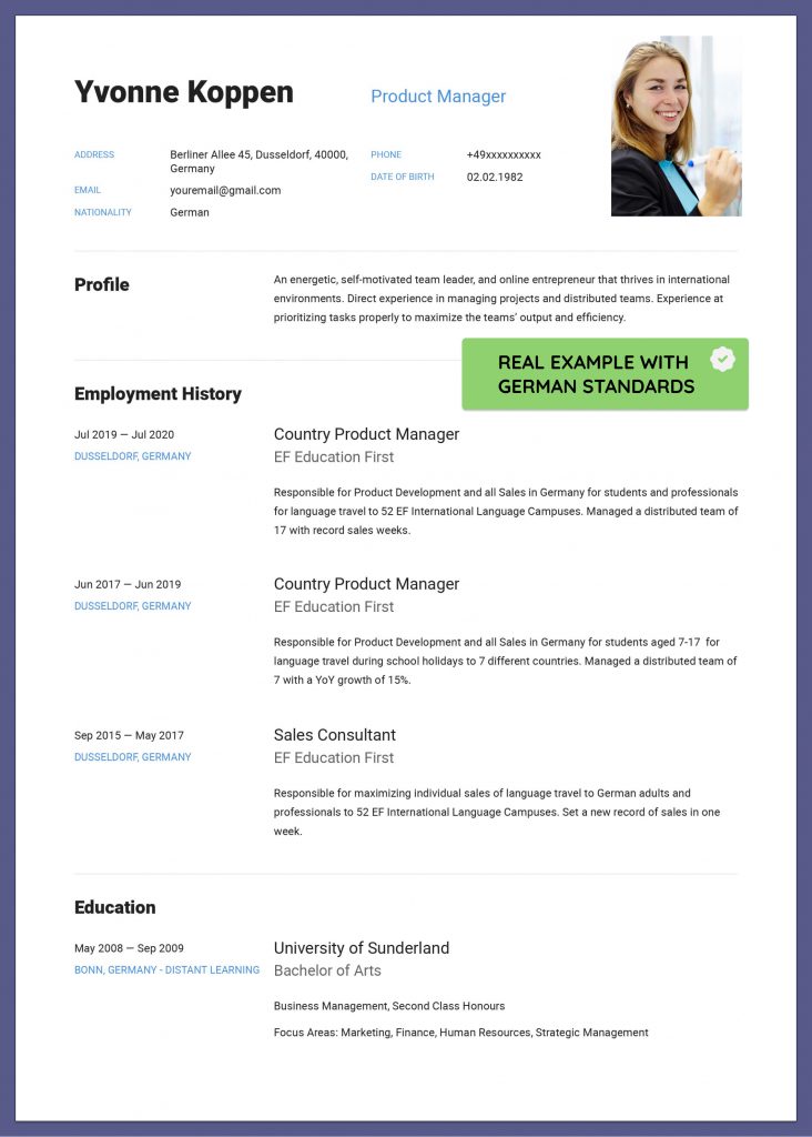 German Cv Template In English Ultimate English Guide