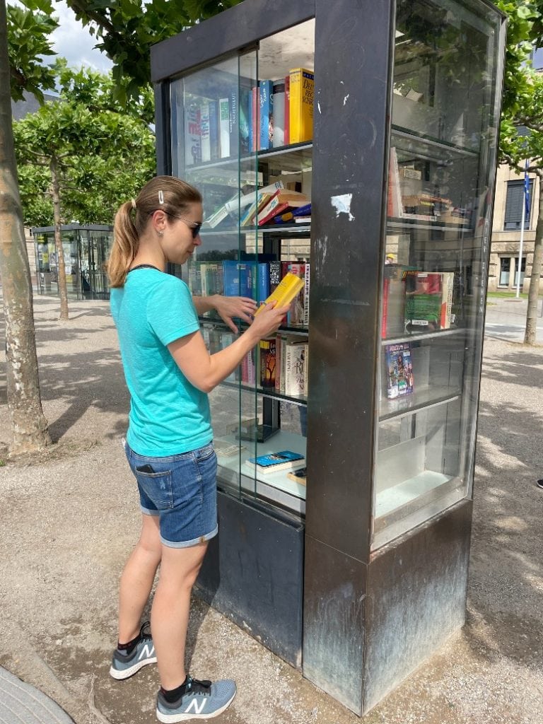 A free book exchange at the Rhein in Dusseldorf