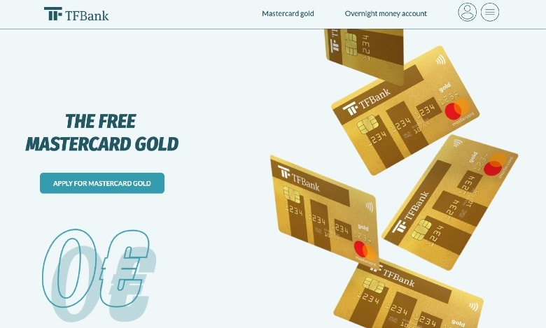 Homepage of TF Bank Mastercard Gold