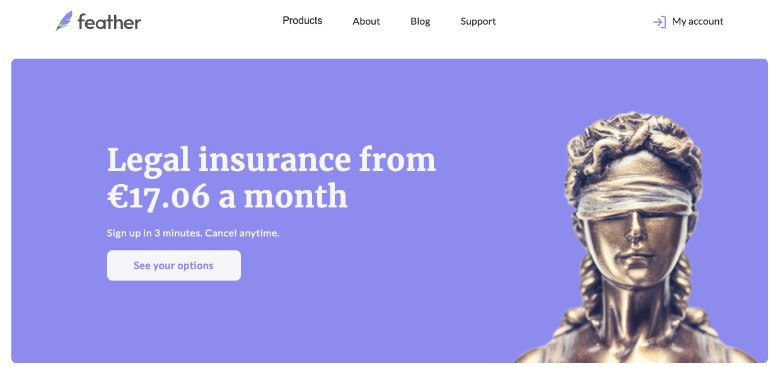 Feather Legal Insurance Homepage