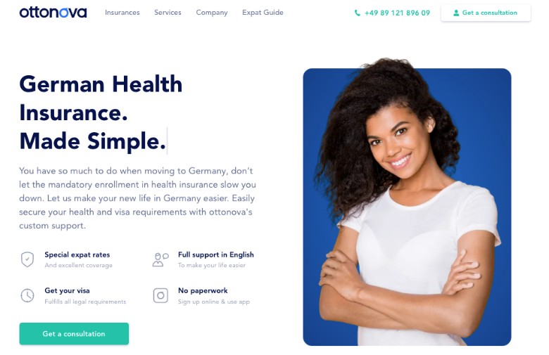 Ottonova Private Health Insurance Homepage