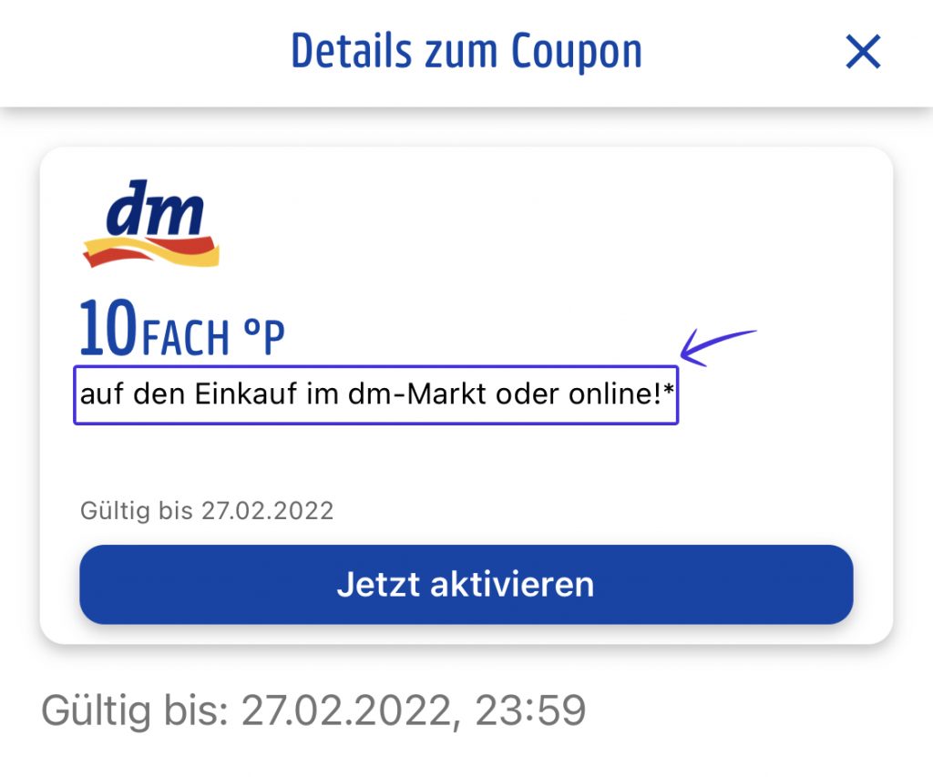 Example of dm coupon for any purchase