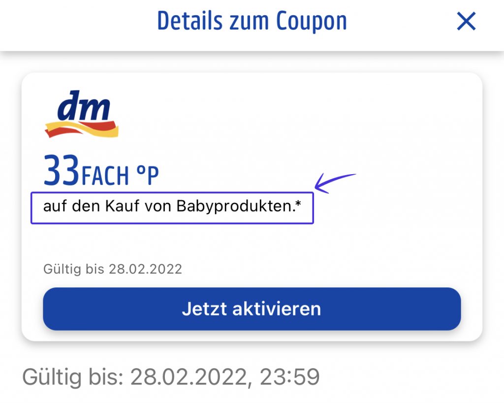 Example of dm coupon for baby products