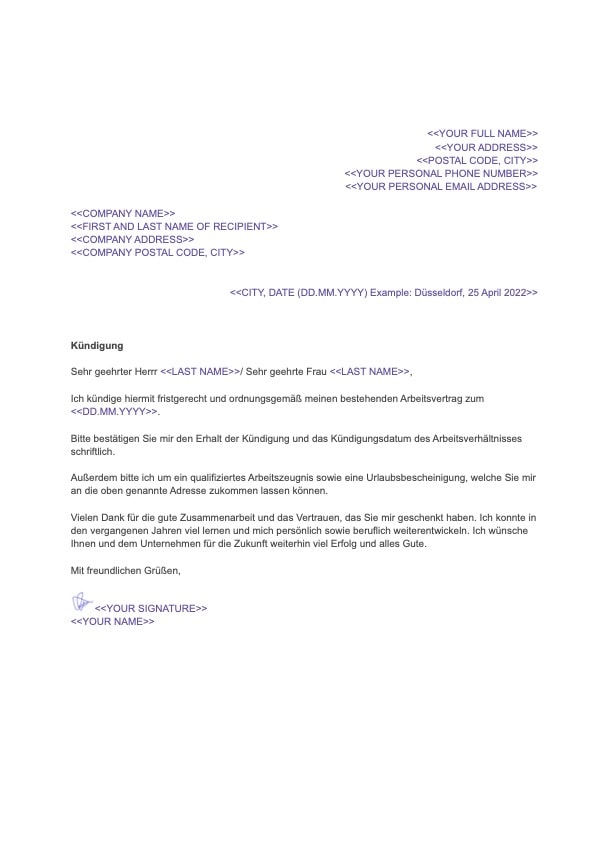 Resignation letter in Germany [With Downloadable Template]