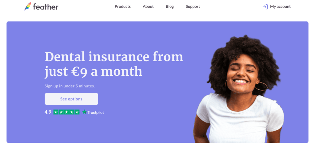 Feather dental insurance homepage