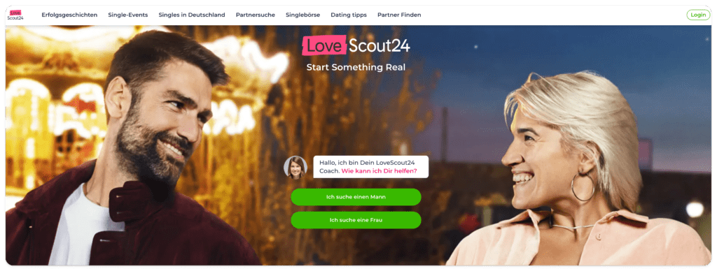 Screenshot of homepage from LoveScout24