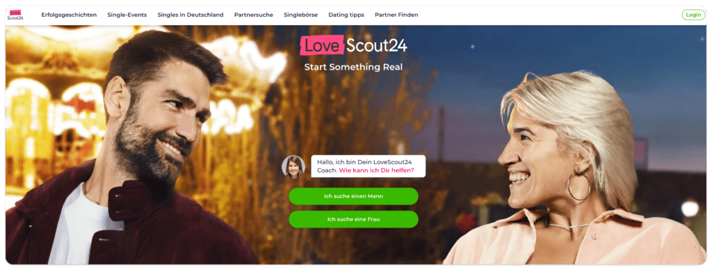 Screenshot of homepage from LoveScout24