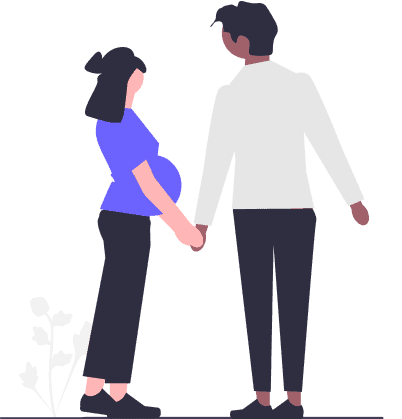 Pregnant woman holding hands with partner