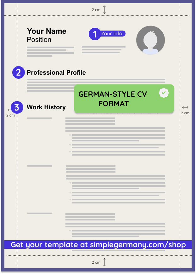 German CV template in English page 1