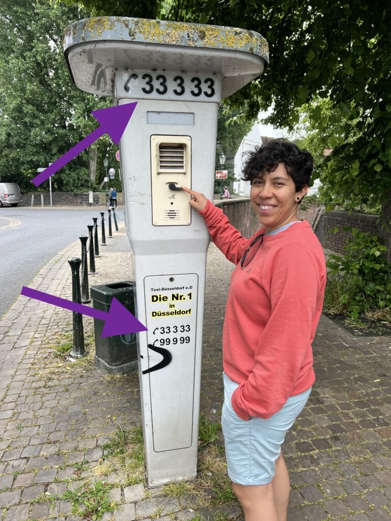 An old call post at a taxi stand in Germany
