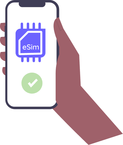 Image of someone holding a phone with esim