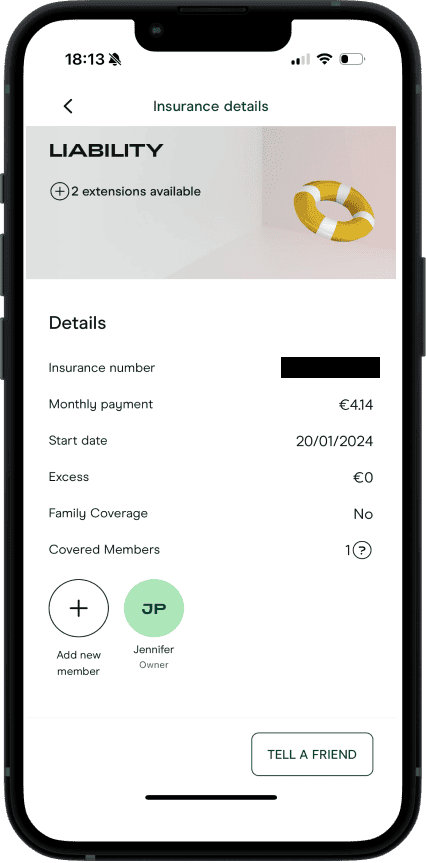 Getsafe's liabiilty insurance customer area