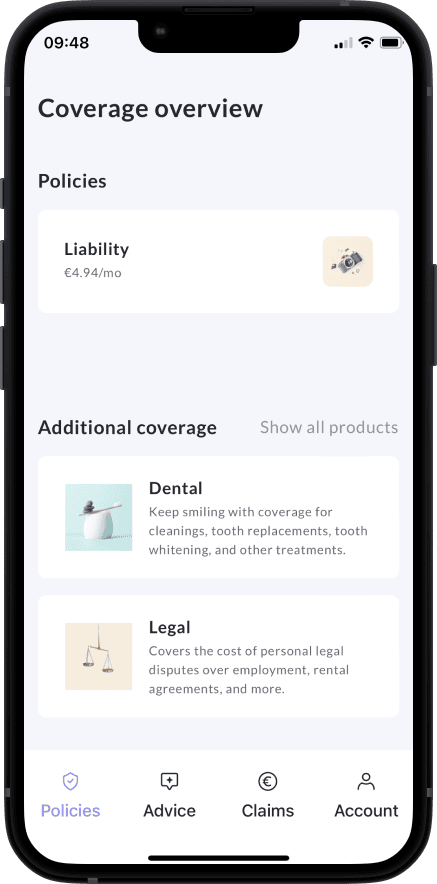 feather insurance mobile app screenshot