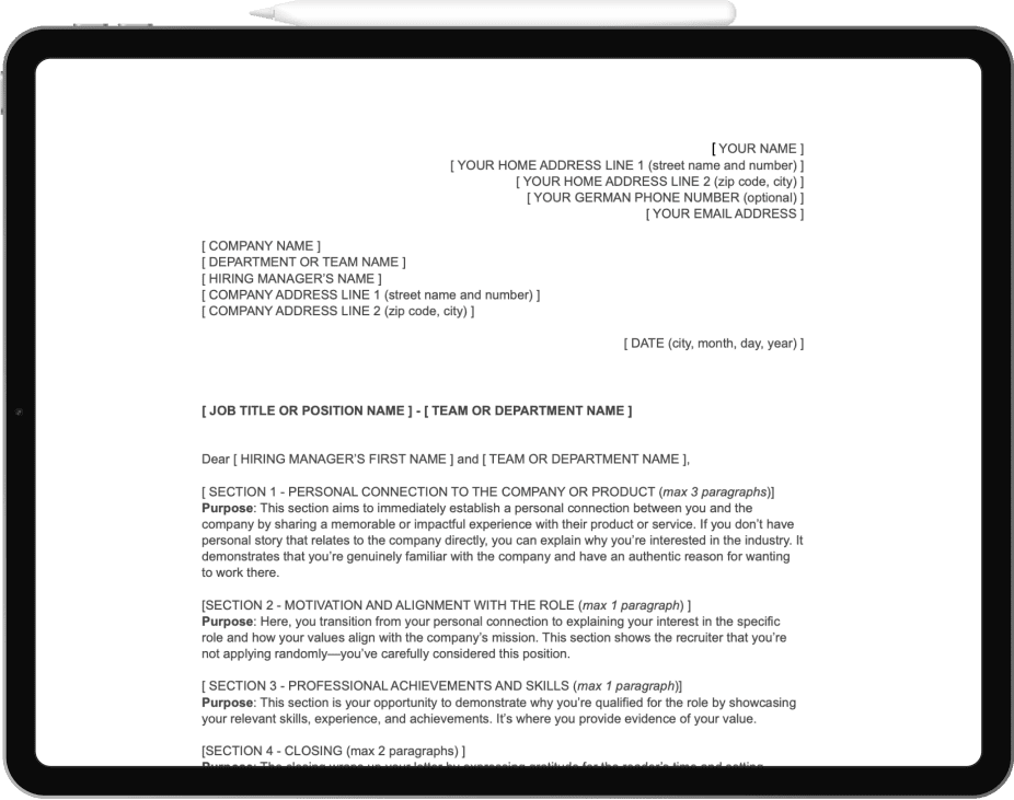 Template on ipad horizontal
