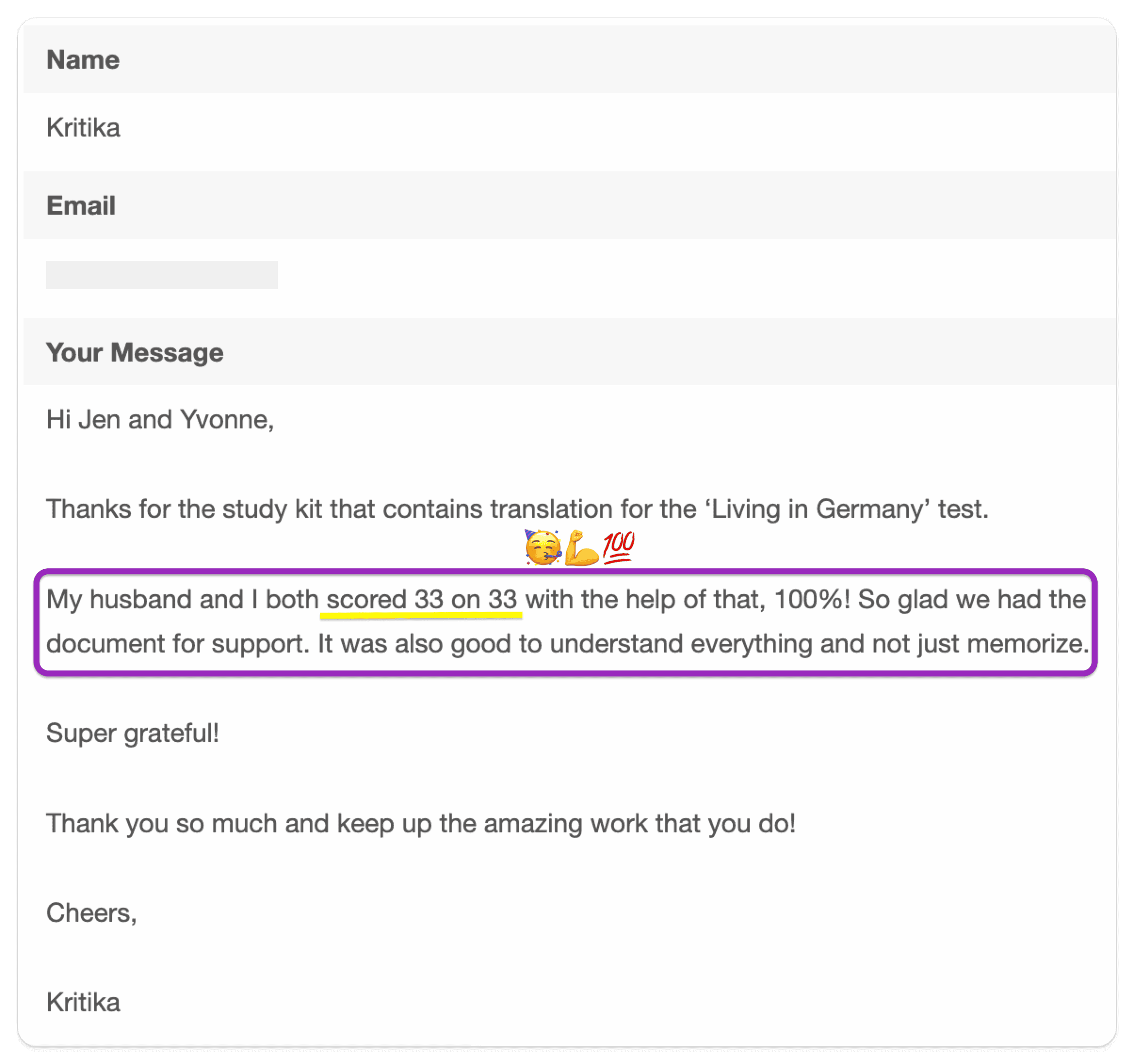 Testimonial_Kritika Testimonial Kritika